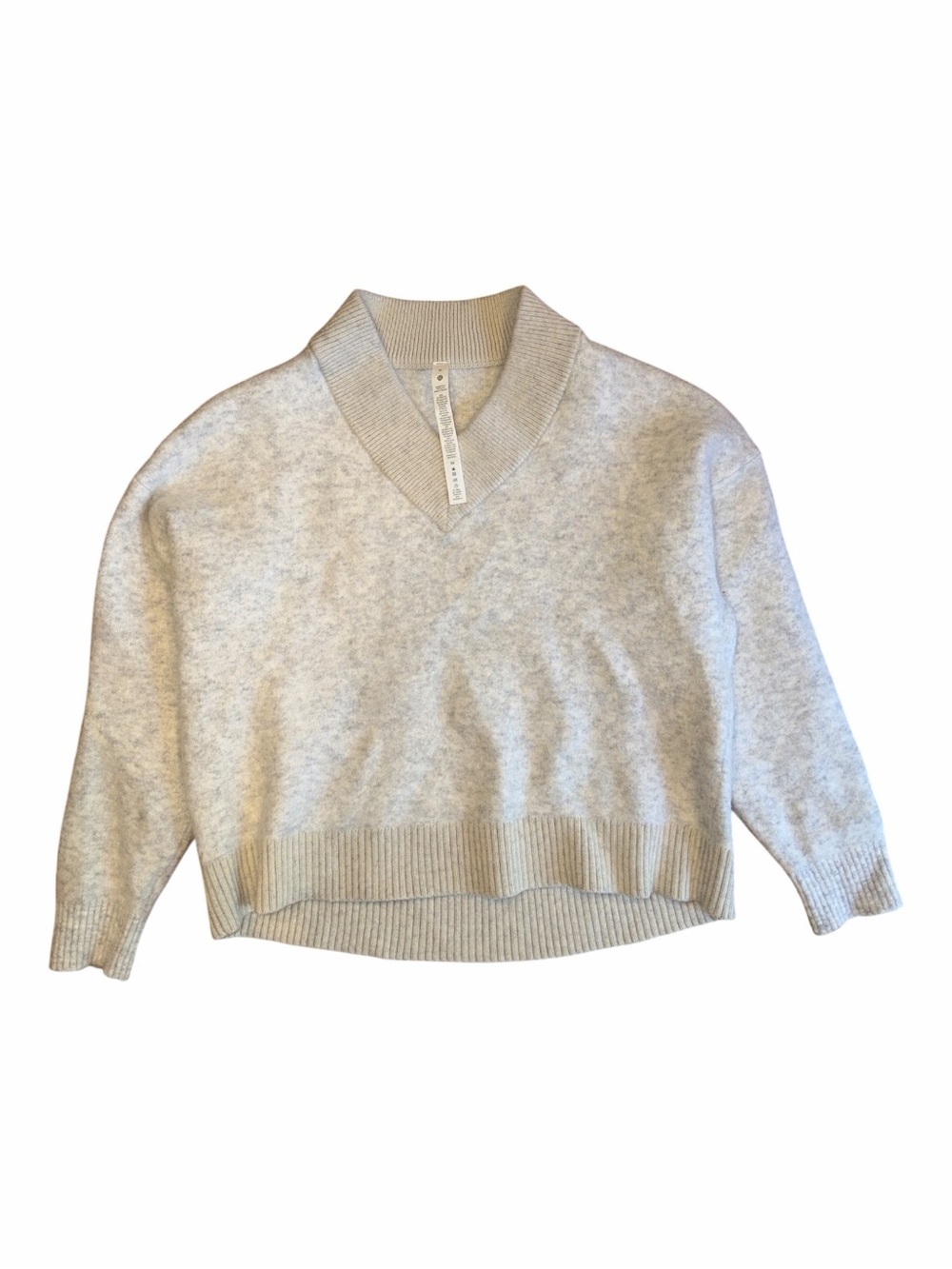 Lululemon Alpaca Wool-Blend V-Neck Sweater Heathered White Opal M